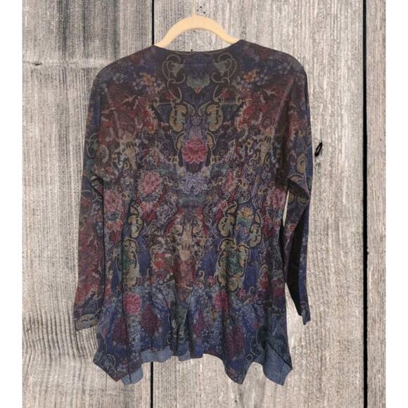 Soft Surroundings Women's Paisley Tunic Top Scoop Neck Asymmetric Hem Petite M - Picture 2 of 4